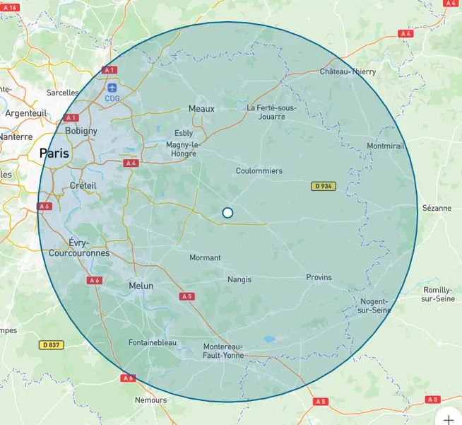 Carte de la Seine-et-Marne (77) avec ses chefs-lieux, Paris et l'agence Klivio d'Orgeval